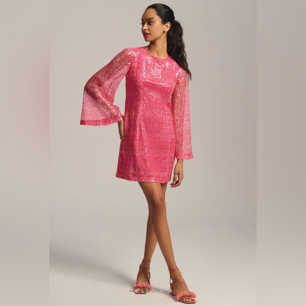 Verb by Pallavi Singhee Sheer-Sleeve Sequin Dress